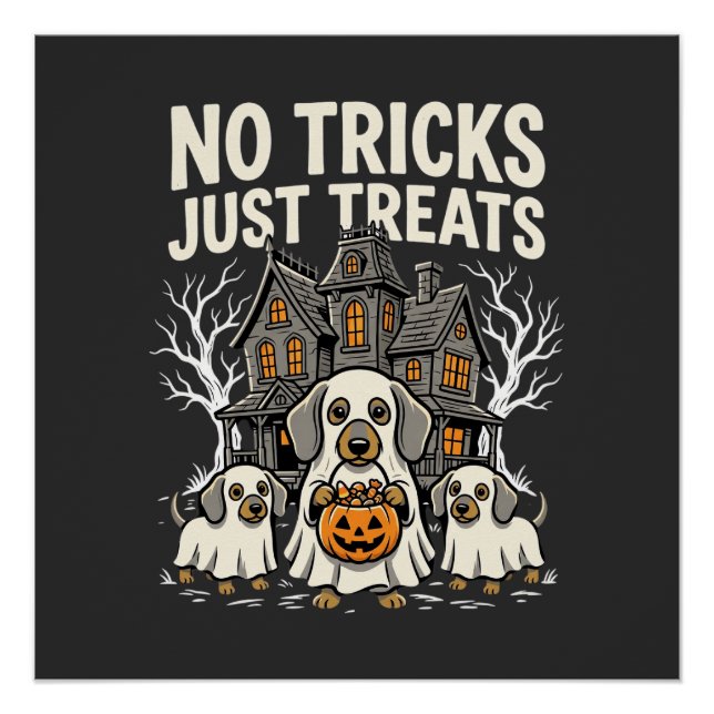 Pôster Cachorro Fofo Halloween Sem Pegadinhas Só Guloseim (Frente)