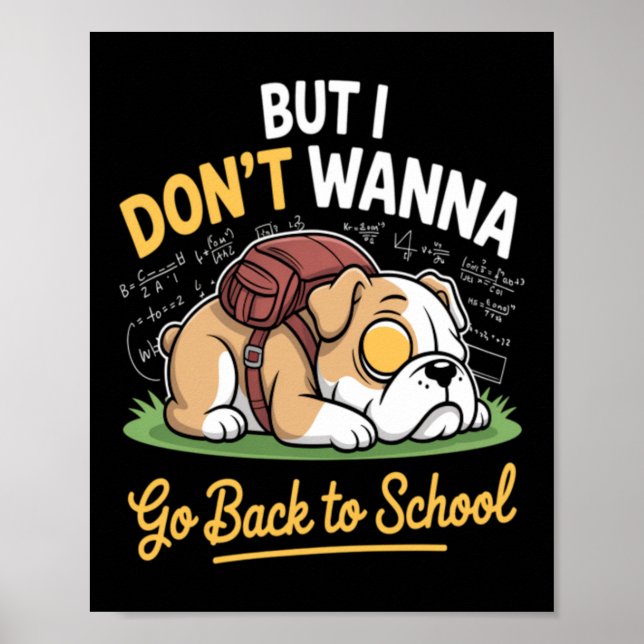 Poster Cachorro Fofo Não Quer Voltar à Escola (Frente)