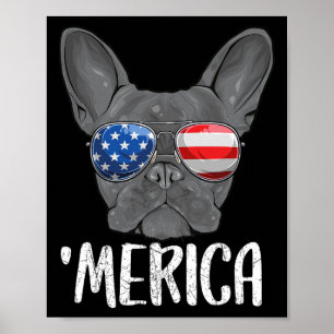 Poster Cachorro Francês 4 De Julho Bandeira Americana 1
