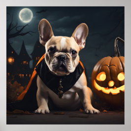 Poster Cachorro Francês Bonito do Halloween Cachorro de O