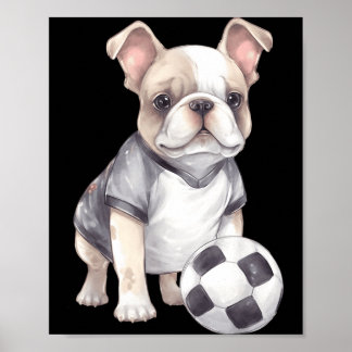 Poster Cachorro francês fofo jogador de futebol