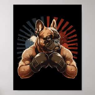 Poster Cachorro francês Kickboxe Arte Marcial Cachorro G