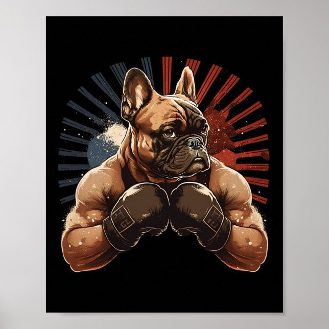 Poster Cachorro francês Kickboxe Arte Marcial Cachorro G (Frente)
