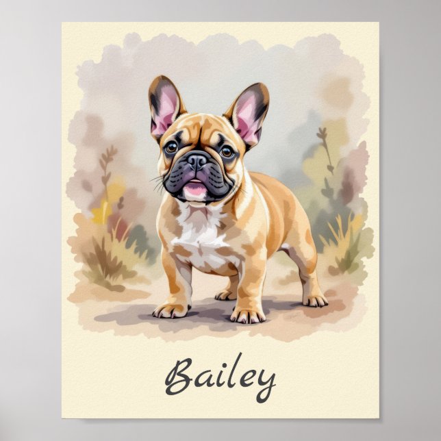 Poster Cachorro Francês Tan Fawn - Cachorro Francês Cacho (Frente)