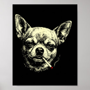 Poster Cachorro fumando cigarro engraçado meme chihuahua