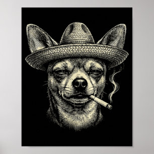 Poster Cachorro Fumando Cigarro Meme Engraçado Chihuahua