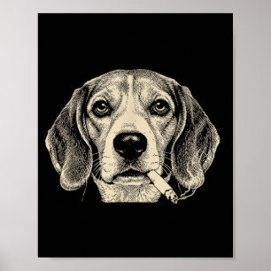 Poster Cachorro Fumando Cigarro Meme Engraçado de Beagle