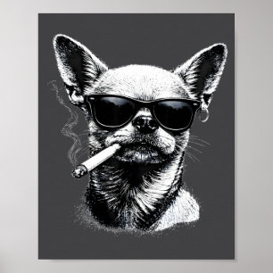 Poster Cachorro fumando cigarro meme engraçado de Chihuah