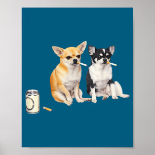 Poster Cachorro fumando cigarro meme engraçado de Chihuah