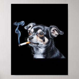 Poster Cachorro fumando cigarro meme engraçado de chihuah