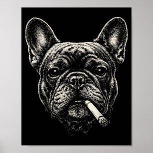 Poster Cachorro fumando cigarro meme engraçado do bulldog