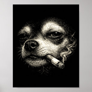 Poster Cachorro fumando cigarro meme engraçado do rosto d