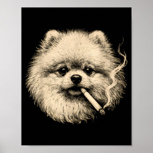 Poster Cachorro Fumando Cigarro Meme Meraniano Engraçado