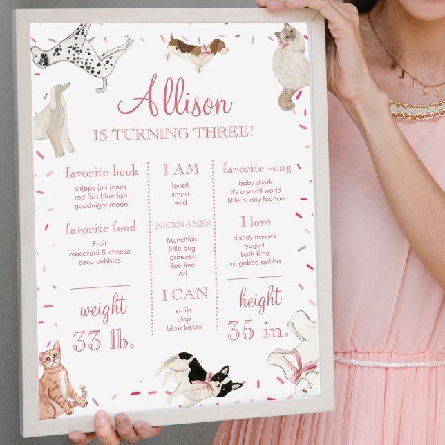 Poster Cachorro Gato-Pata-Rosa Menina Rosa Sinal de Miles (Criador carregado)