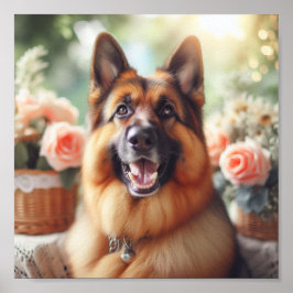 Poster Cachorro German shepherd doce com um sorriso brilh