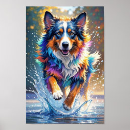 Poster Cachorro gigante colorido feliz brincalhão engraça