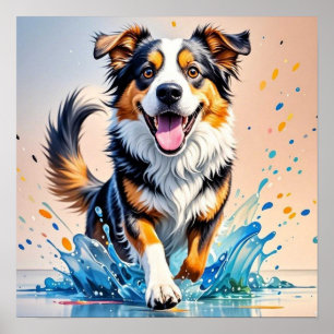 Poster Cachorro gigante colorido feliz brincalhão engraça