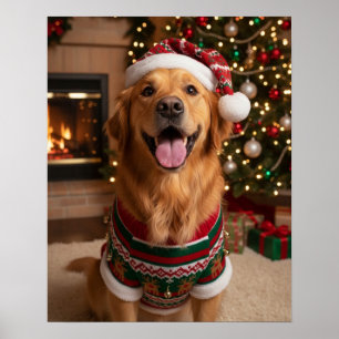 Poster Cachorro Golden Retriever Alegre em Suéter Aconche