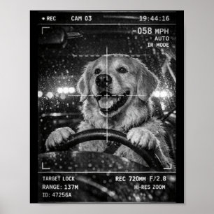 Poster Cachorro golden retriever fofo dirigindo piada de