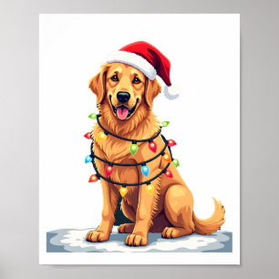 Poster Cachorro Golden Retriever Papai Noel Natal Xmas Lu