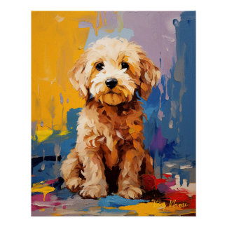 Pôster Cachorro Goldendoodle Super Cute Puppy 003 - Xeno