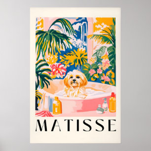 Poster Cachorro Havanês na Banheira Arte Impressa Estilo