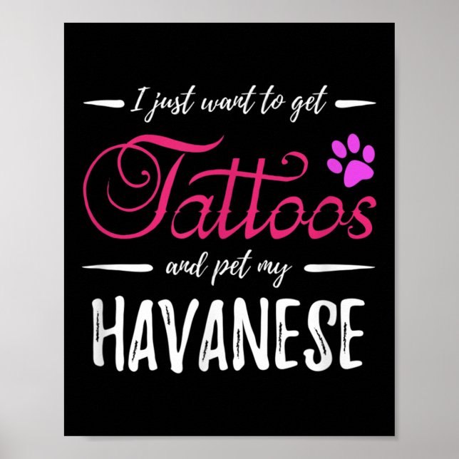 Poster Cachorro Havanês Tatuando Cachorro Engraçado Mãe D (Frente)