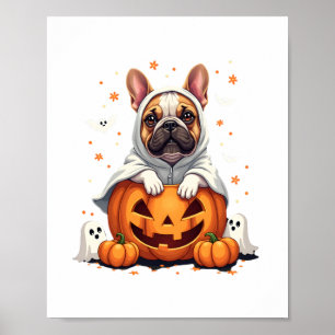 Poster Cachorro Inglês Engraçado Fantasma Boo Dia das Bru