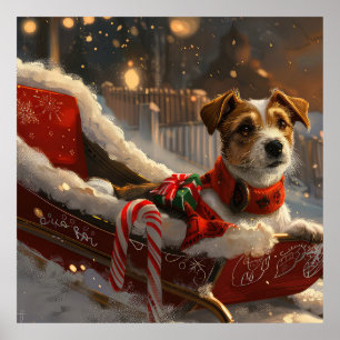 Poster Cachorro Jack Russell Natal Festivo