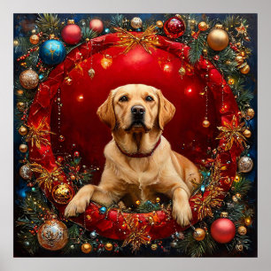 Poster Cachorro Labrador de Natal