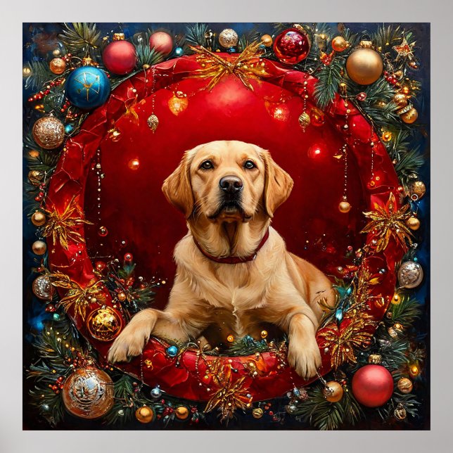 Poster Cachorro Labrador de Natal (Frente)