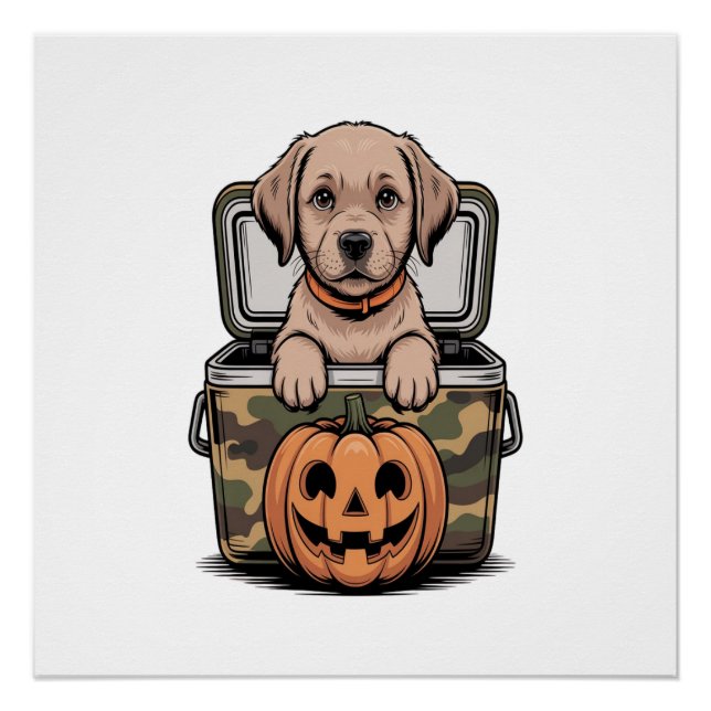 Pôster Cachorro Labrador Marrom Halloween Assustador (Frente)