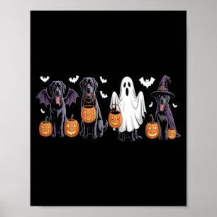 Poster Cachorro Labrador Preto Fofo de Halloween Abóbora