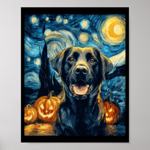 Poster Cachorro Labrador Preto Fofo de Halloween Jack O L