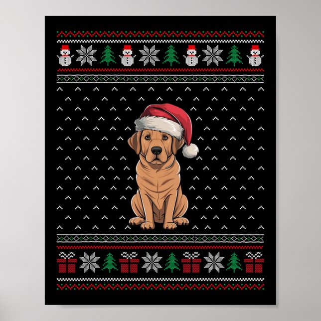 Poster Cachorro Labrador Vestindo o Cachorro Santa Hat Fe (Frente)