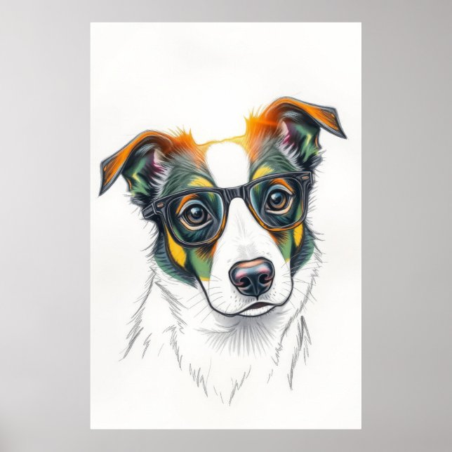Poster Cachorro Legal com Óculos de Sol (Frente)