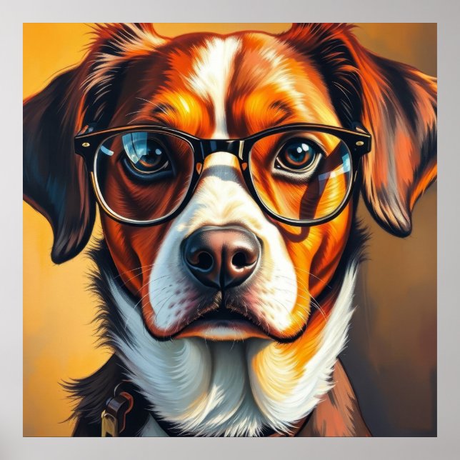Poster Cachorro Legal com Óculos de Sol (Frente)