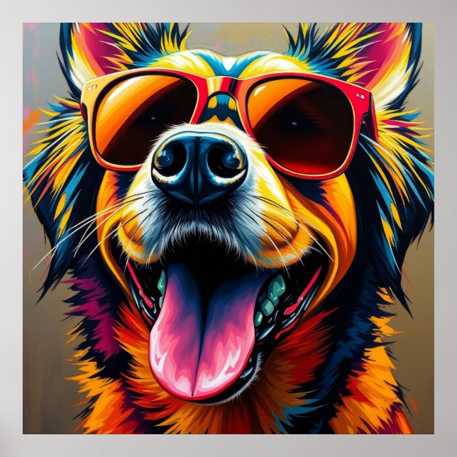 Poster Cachorro Legal com Óculos de Sol (Frente)