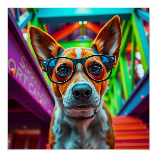 Pôster Cachorro Legal com Óculos de Sol (Frente)