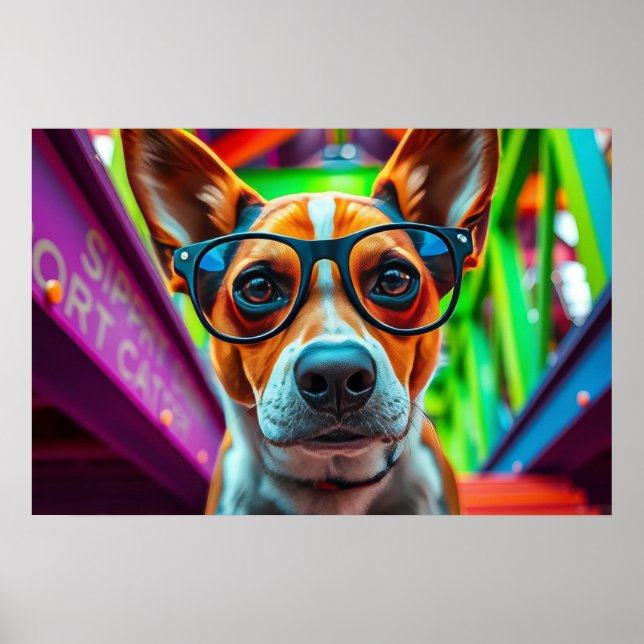 Poster Cachorro Legal com Óculos de Sol (Frente)