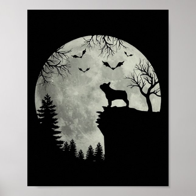 Poster Cachorro Lua Uivo Na Floresta Halloween Cachorro F (Frente)