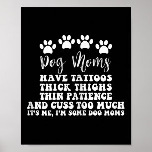 Poster Cachorro Mãe Com Tatuagens Olhos Bonito Espessos E