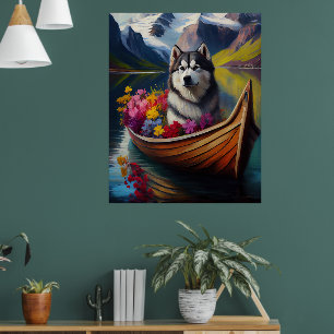 Poster Cachorro Malamute no Paddle: Uma Aventura Cênica