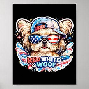 Poster Cachorro maltês engraçado vermelho branco e woof p
