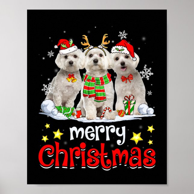 Poster Cachorro Maltês Feliz Natal Cachorro Maltês Chris (Frente)