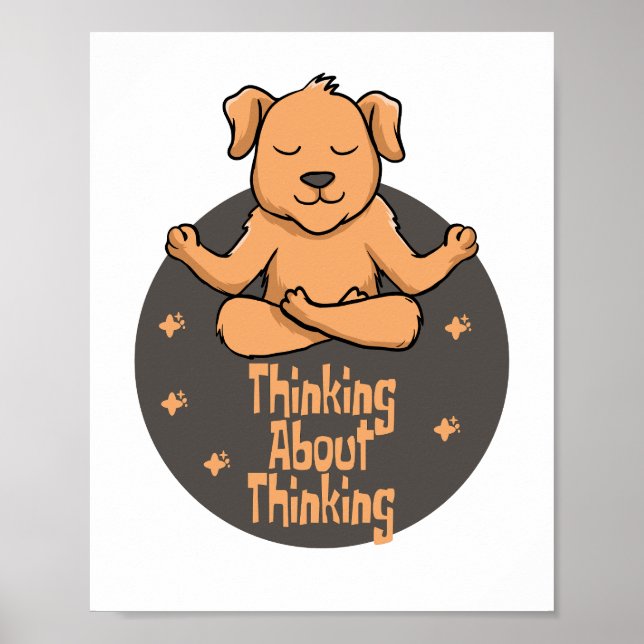 Poster Cachorro marrom Kawaii pratica poses de yoga e pen (Frente)