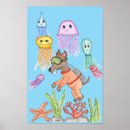 Poster Cachorro Mergulhador de Mar Profundo