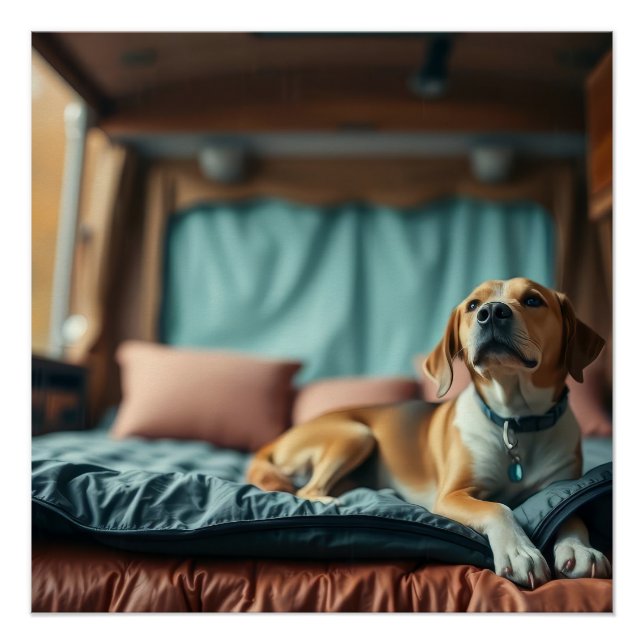 Pôster Cachorro na Cama (Frente)