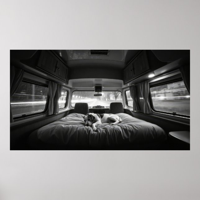 Poster Cachorro na Cama de RV (Frente)