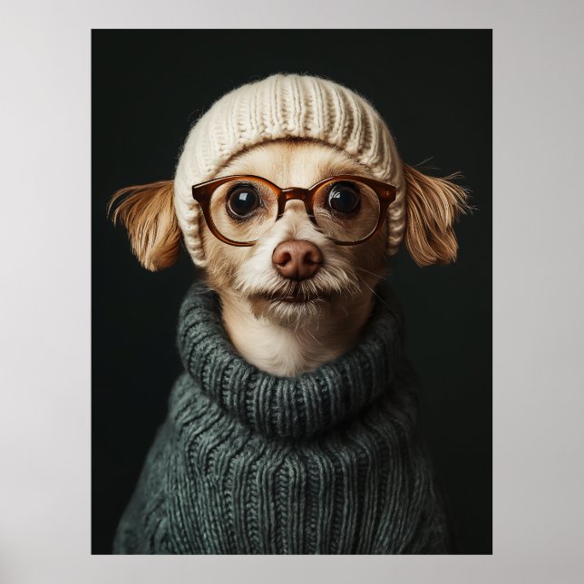Poster Cachorro-na moda com roupa confortável (Frente)